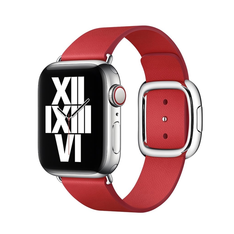 Modern Style Leather Watch Band For Apple Watch 49mm / 46mm / 45mm / 44mm / 42mm(Red)
