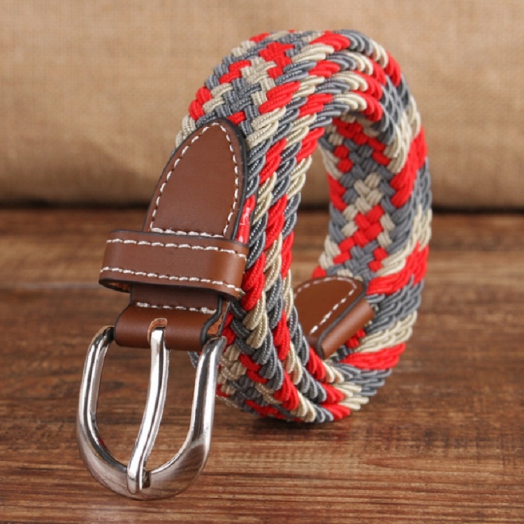 Narrow Version Elastic Canvas Weave Waistband, Length:95 x 2.5cm(C20 Red+Gray)