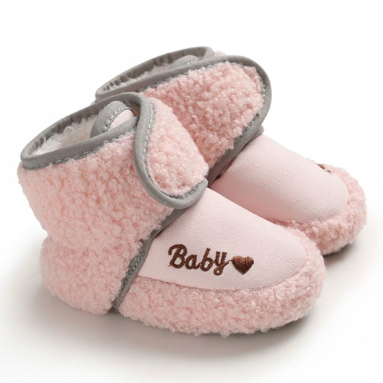 Newborn Baby 0-1 Years Old in Autumn and Winter Keep Warm Soft Bottom Toddler Shoes, Size:Inner Length 12cm(Pink)
