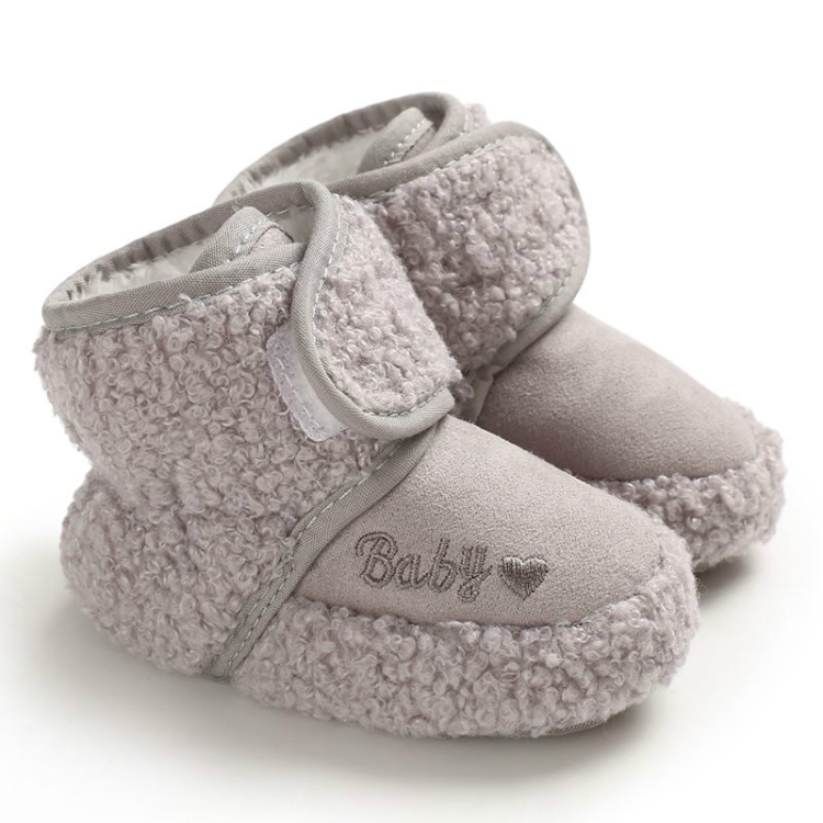 Newborn Baby 0-1 Years Old in Autumn and Winter Keep Warm Soft Bottom Toddler Shoes, Size:Inner Length 13cm(Gray)