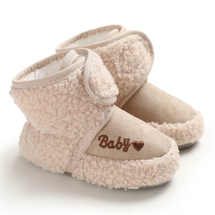 Newborn Baby 0-1 Years Old in Autumn and Winter Keep Warm Soft Bottom Toddler Shoes, Size:Inner Length 13cm(Khaki)