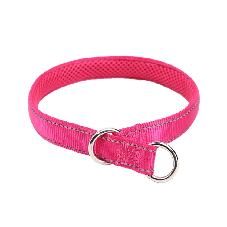 Nylon Reflective Filament P Chain Adjustable Size Collar(Rose Red)