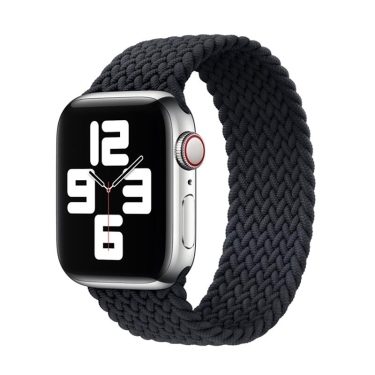 Nylon Single-turn Braided Watch Band For Apple Watch Series 9&8&7 41mm / SE 3&SE 2&6&SE&5&4 40mm / 3&2&1 38mm, Length:L 155mm(Black)
