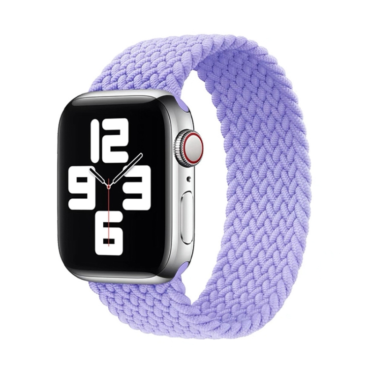 Nylon Single-turn Braided Watch Band For Apple Watch Series 9&8&7 41mm / SE 3&SE 2&6&SE&5&4 40mm / 3&2&1 38mm, Length:M 145mm(British Lavender)