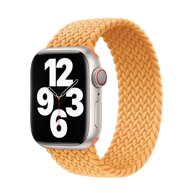 Nylon Single-turn Braided Watch Band For Apple Watch Series 9&8&7 41mm / SE 3&SE 2&6&SE&5&4 40mm / 3&2&1 38mm, Length:M 145mm(Milky Beige)