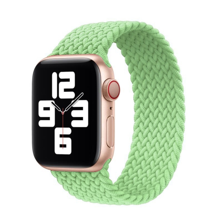 Nylon Single-turn Braided Watch Band For Apple Watch Ultra 49mm&Watch Ultra 2 49mm / Series 9&8&7 45mm / SE 3&SE 2&6&SE&5&4 44mm / 3&2&1 42mm, Length:L 170mm (Pistachio Green)