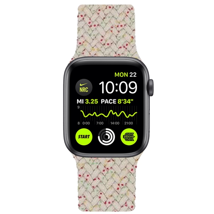 Nylon Single-turn Braided Watch Band For Apple Watch Ultra 49mm&Watch Ultra 2 49mm / Series 9&8&7 45mm / SE 3&SE 2&6&SE&5&4 44mm / 3&2&1 42mm, Length:M 155mm (Starlight White)