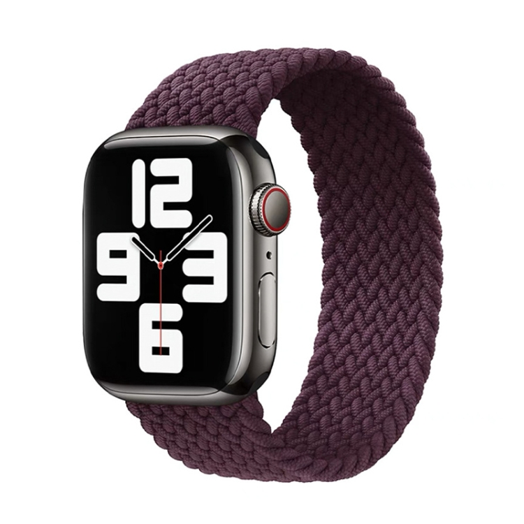 Nylon Single-turn Braided Watch Band For Apple Watch Ultra 49mm&Watch Ultra 2 49mm / Series 9&8&7 45mm / SE 3&SE 2&6&SE&5&4 44mm / 3&2&1 42mm, Length:S 138mm(Crimson Cherry)