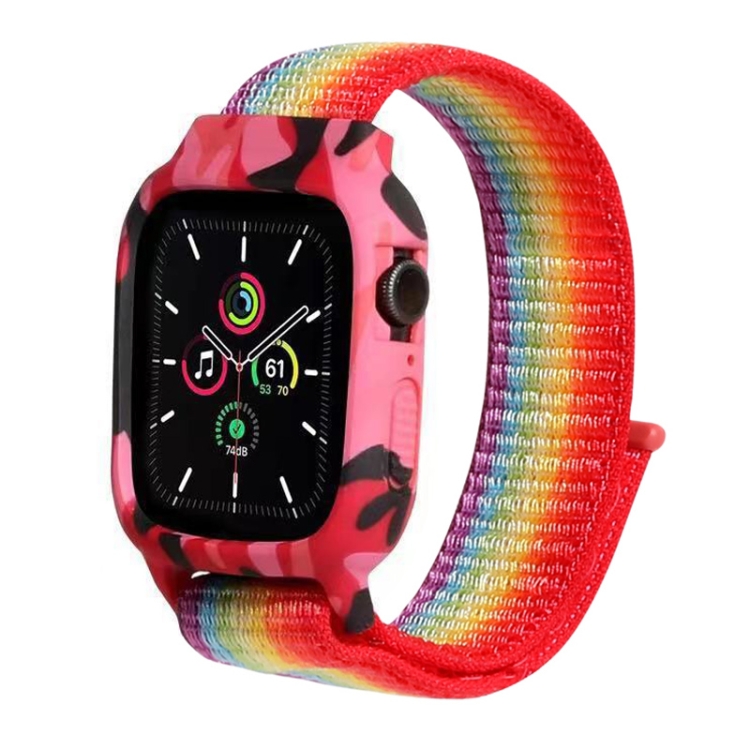 Nylon Wrist Strap Watch Bands For Apple Watch Series 7 41mm / 6 & SE & 5 & 4 40mm / 3 & 2 & 1 38mm(Rainbow)