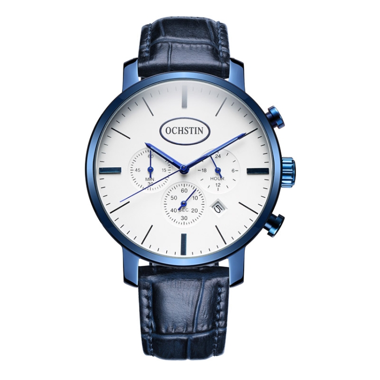OCHSTIN 6066A Prominente Series Multifunctional Quartz Luminous Men Watch(Blue+Blue)