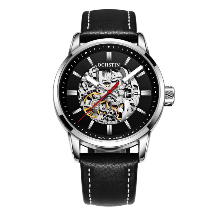 OCHSTIN 62001B Master Series Hollow Mechanical Men Watch(Silver-Black)