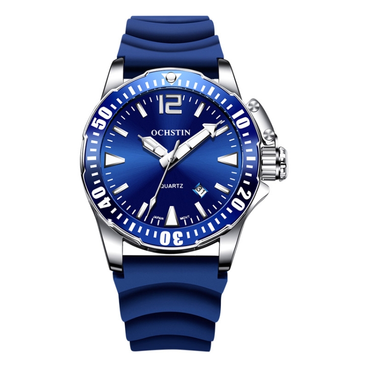 OCHSTIN 7002A Multifunctional Quartz Waterproof Luminous Men Watch(Silver+Blue)