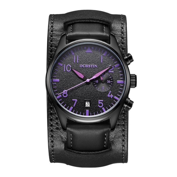Ochstin 7228 Multifunctional Business Leather Wrist Wrist Waterproof Quartz Watch(Purple)