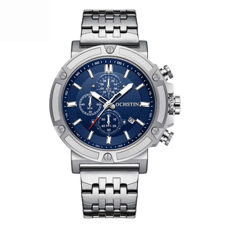 OCHSTIN 7247 Fashion Steel Strap Multifunctional Quartz Men Watch(Silver)