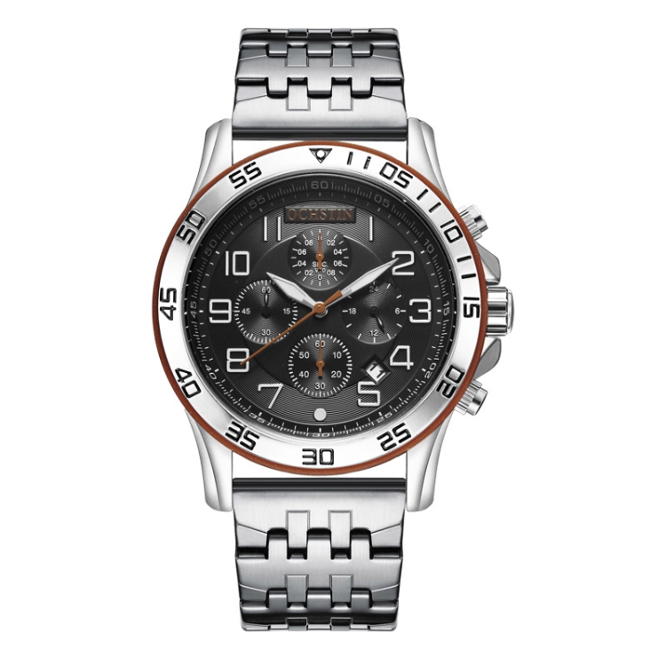 OCHSTIN 7258 Fashion Steel Strap Multifunctional Quartz Men Watch(Silver)