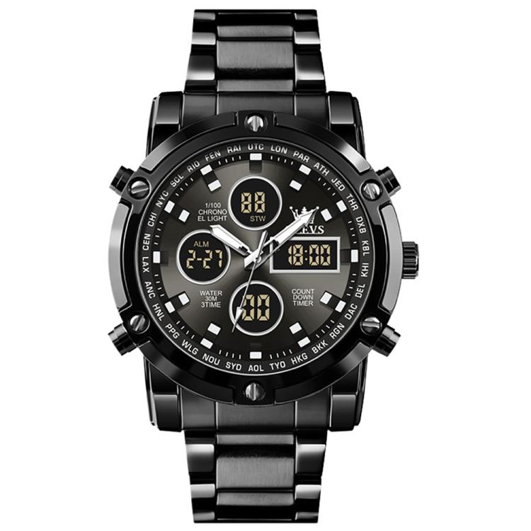 OLEVS 1106 Men Luminous Waterproof Smart Electronic Watch(Black)