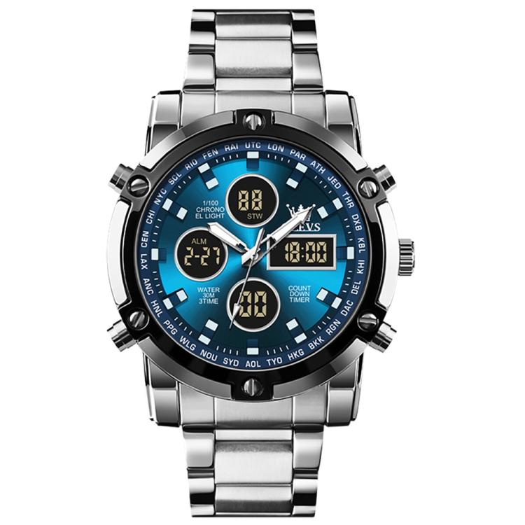 OLEVS 1106 Men Luminous Waterproof Smart Electronic Watch(Blue)