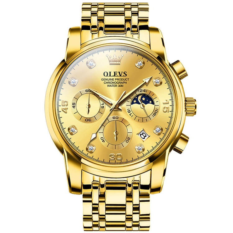 OLEVS 2889 Men Multifunctional Luminous Waterproof Quartz Watch(Gold)
