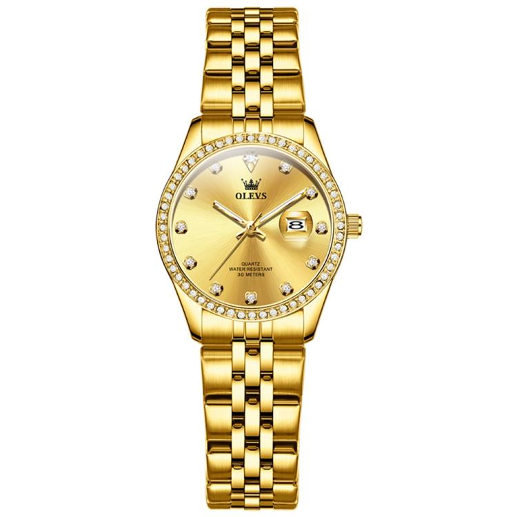 OLEVS 3629 Women Diamond Bezel Luminous Waterproof Quartz Watch(Gold)