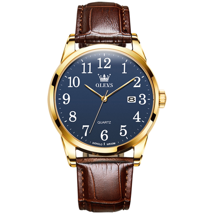 OLEVS 5566 Men Simple Single Calendar Waterproof Quartz Watch(Blue)