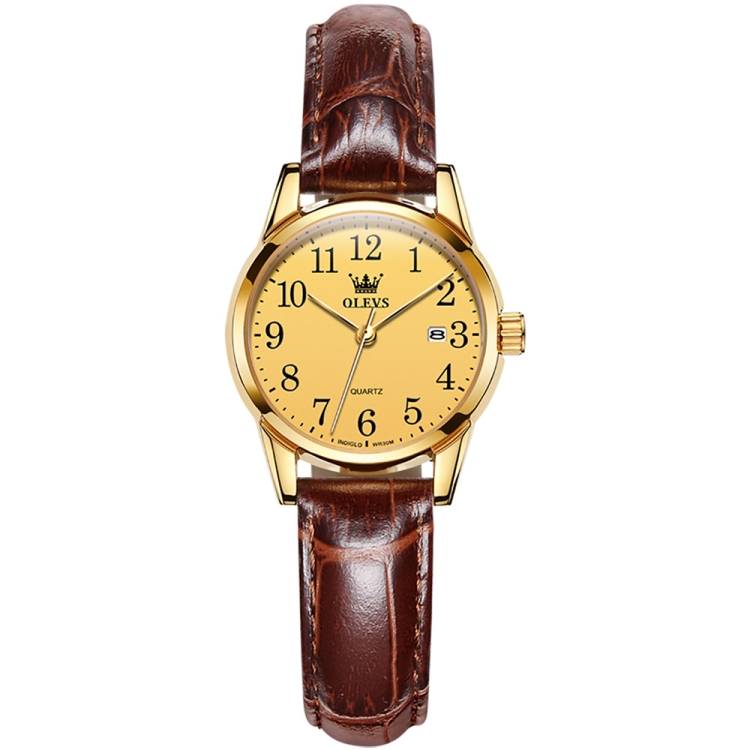 OLEVS 5566 Women Simple Single Calendar Waterproof Quartz Watch(Gold)