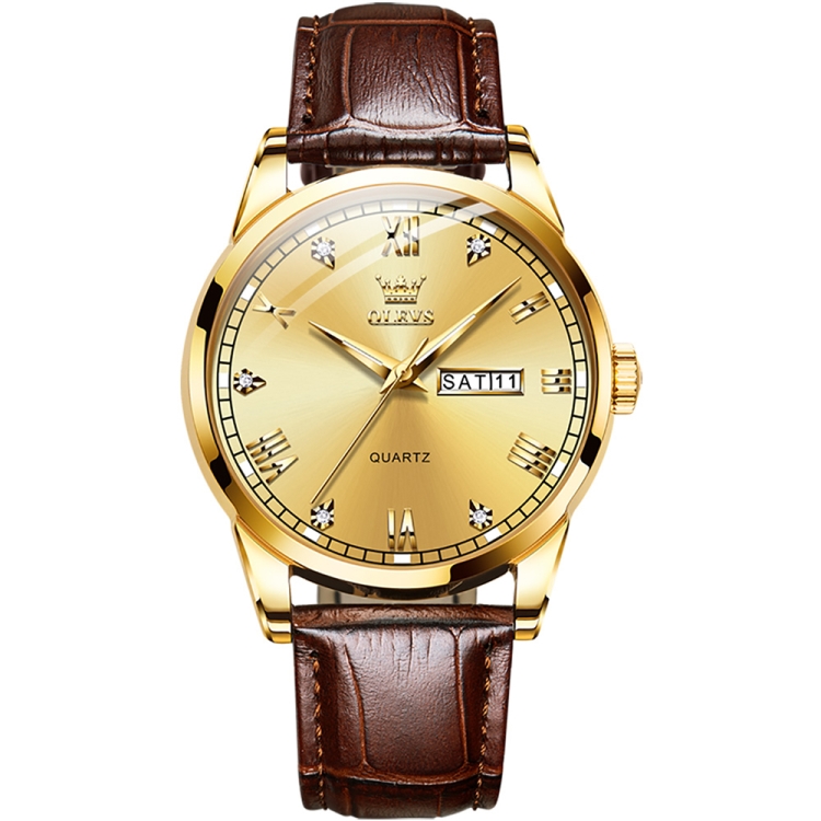 OLEVS 6896 Men Multifunctional Luminous Waterproof Quartz Watch(Gold)