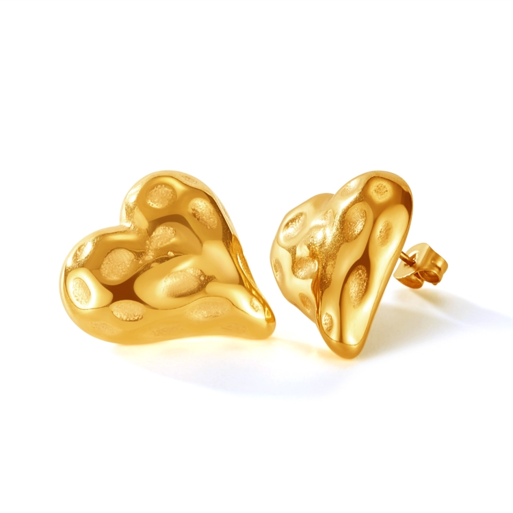 OPK GE937 1pair Stainless Steel Heart Irregular Earrings(Gold)