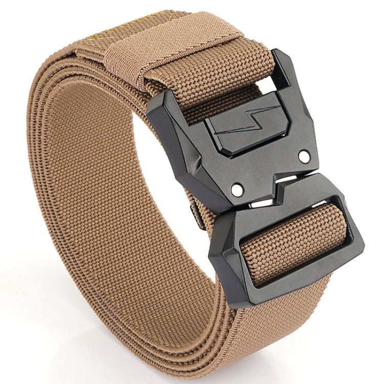 Outdoor Casual Lightning Buckle Men Elastic Belt, Length: 125cm(Dark Khaki)