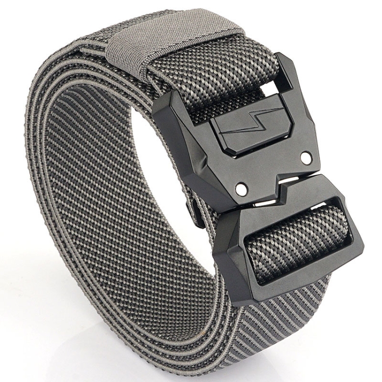 Outdoor Casual Lightning Buckle Men Elastic Belt, Length: 125cm(Twill Gray)