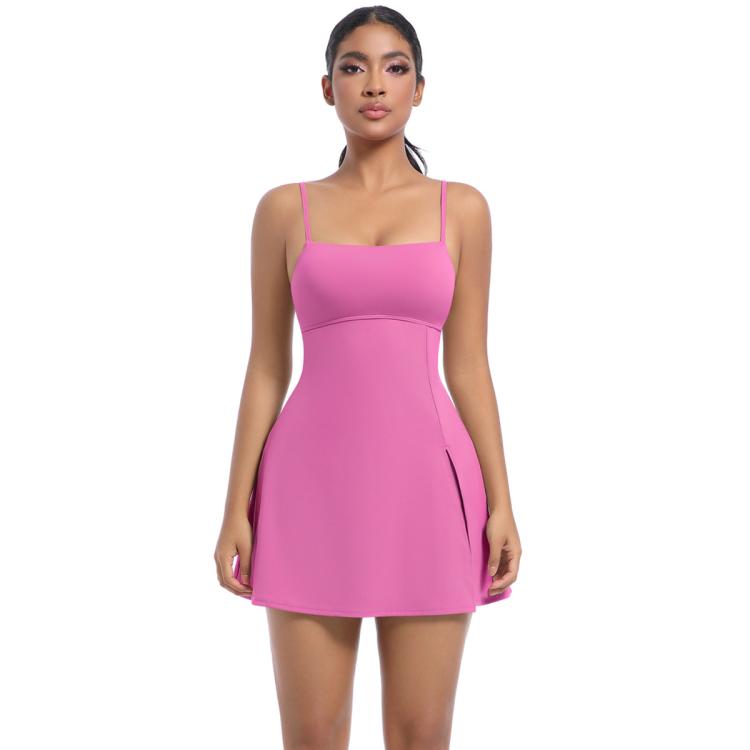 Outdoor Golf Anti-exposure Leggings/Sports Dress With Bra Pads, Size: L(Cosmos Pink)