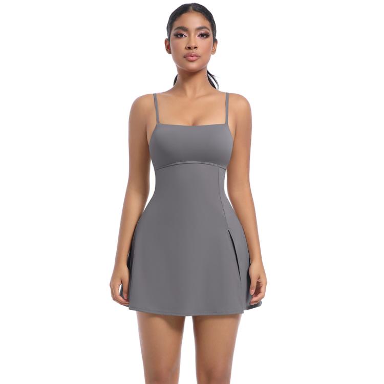 Outdoor Golf Anti-exposure Leggings/Sports Dress With Bra Pads, Size: L(Dark Gray)