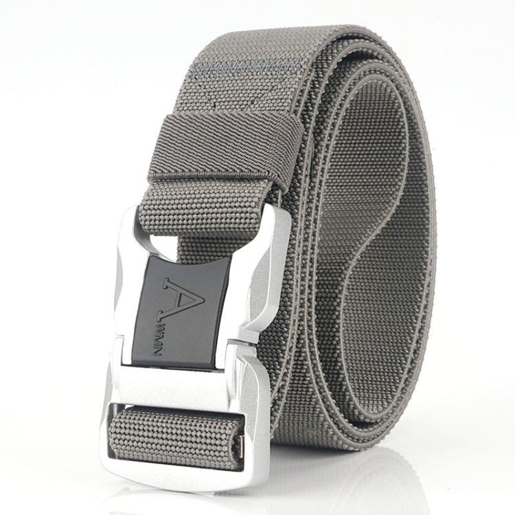 Outdoor Leisure Aluminum Alloy Safety Buckle Belt, Length: 125cm(Light Grey)