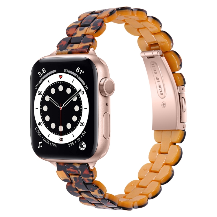 Oval Resin Watch Band For Apple Watch Ultra 49mm&Watch Ultra 2 49mm / Series 9&8&7 45mm / SE 3&SE 2&6&SE&5&4 44mm / 3&2&1 42mm(Leopard Print)