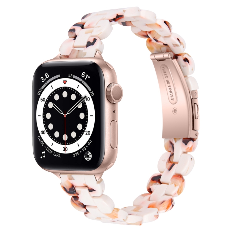 Oval Resin Watch Band For Apple Watch Ultra 49mm&Watch Ultra 2 49mm / Series 9&8&7 45mm / SE 3&SE 2&6&SE&5&4 44mm / 3&2&1 42mm(Nougat)