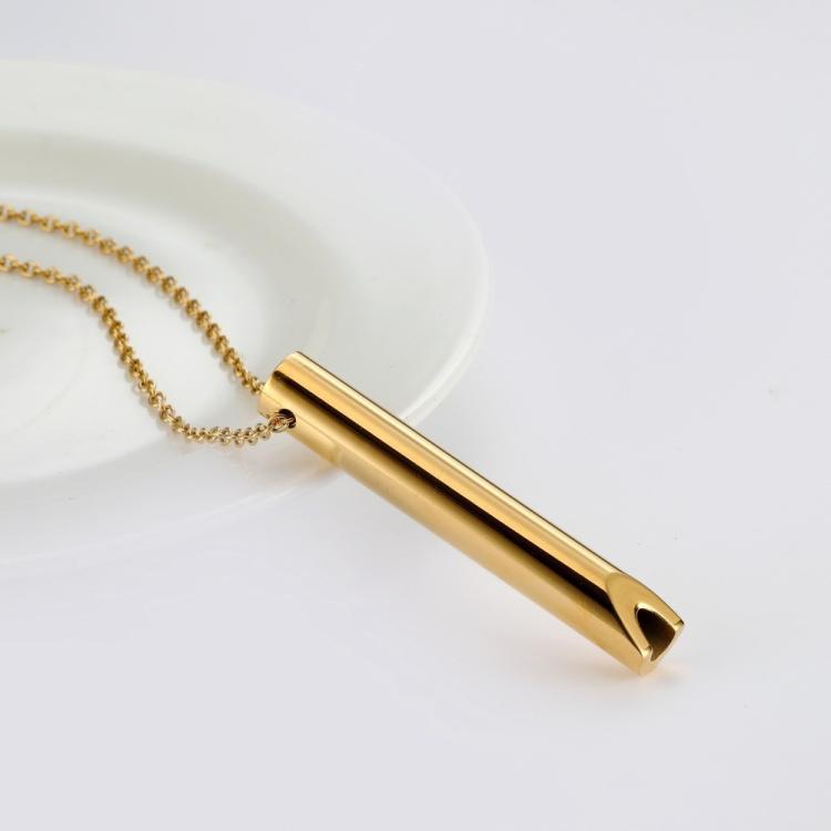 Personalised 3D Decompression Breather Necklace Stainless Steel Adjustable Whistle Necklace(Classic Gold)