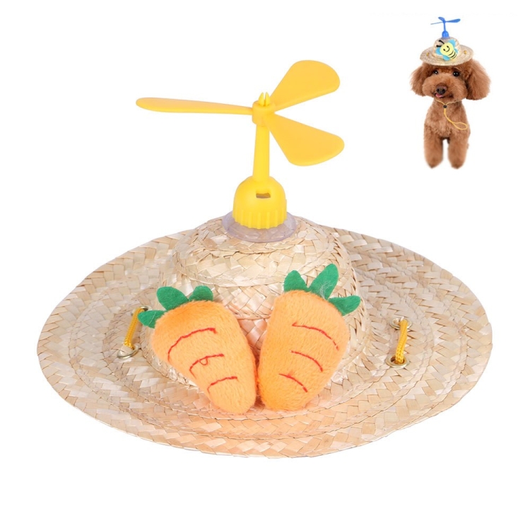 Pet Bamboo Dragonfly Straw Hat Headdress Cat Dog Decoration, Size: S(Radish)