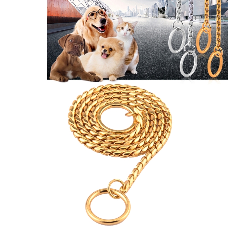 Pet Collars Pet Neck Strap Dog Neckband Snake Chain Dog Chain Solid Metal Chain Dog Collar๏ผLength:55cm (Gold)
