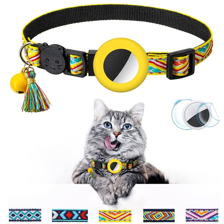 Pet Colored Bell Tassel Collar for AirTag 2nd Gen / AirTag 1st Gen(Yellow)