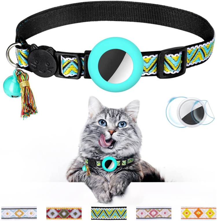 Pet Colored Bell Tassel Collar for AirTag 2nd Gen / AirTag 1st Gen(Yellow Green)