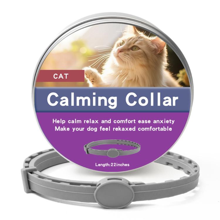Pet Deworming Calming Collar Fleas Ticks Removing, Aluminum Box Packing, Model:56cm For Cat(Grey)