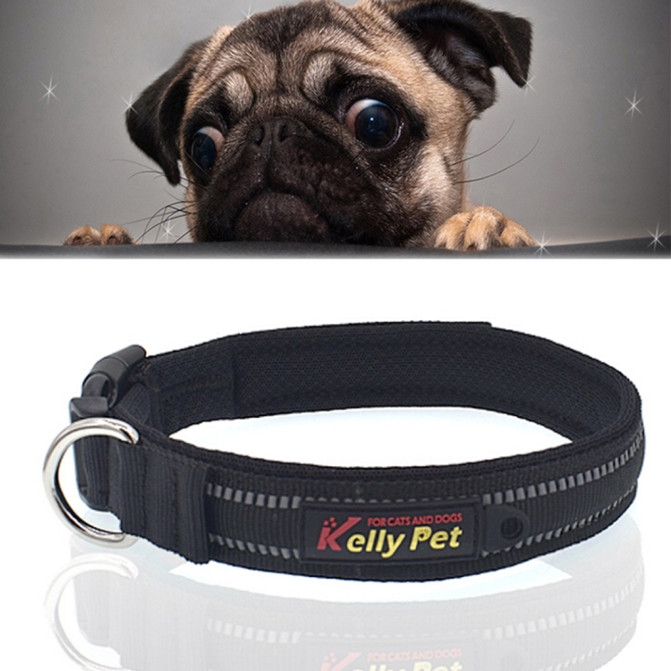 Pet Dogs Polyester Reflective Breathable Pets Collar Traction Lead Leash, Size: L, 2.5*47*54cm (Black)
