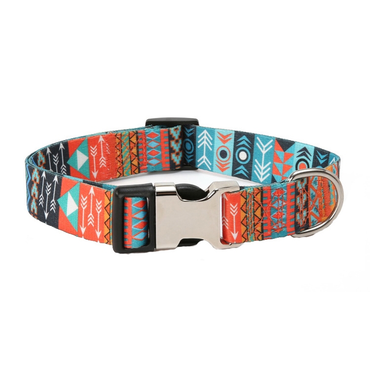 Pet Ethnic Style Polyester Cotton Print Pattern Collar, Size: M: 2.0x32-52cm(Maya Fans)