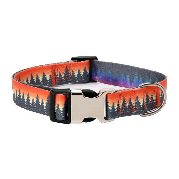 Pet Ethnic Style Polyester Cotton Print Pattern Collar, Size: S: 1.5x27-43cm(Aurora Forest)