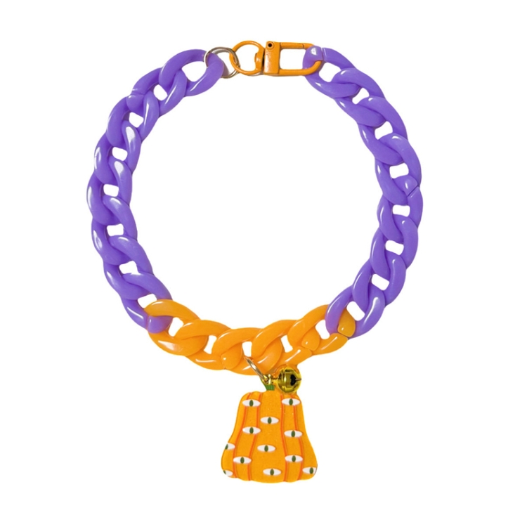Pet Halloween Necklace Cartoon Tag Necklace Cats Dogs Holiday Adjustable Decoration Chain, Style: Pumpkin 2(XL-50cm)