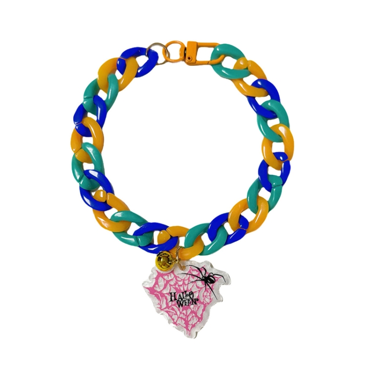 Pet Halloween Necklace Cartoon Tag Necklace Cats Dogs Holiday Adjustable Decoration Chain, Style: Spider(XL-50cm)