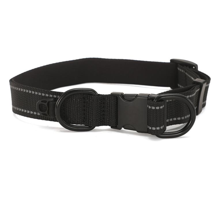 Pet Reflective Collar Waterproof Cloth Black Buckle, Size:L(Black)