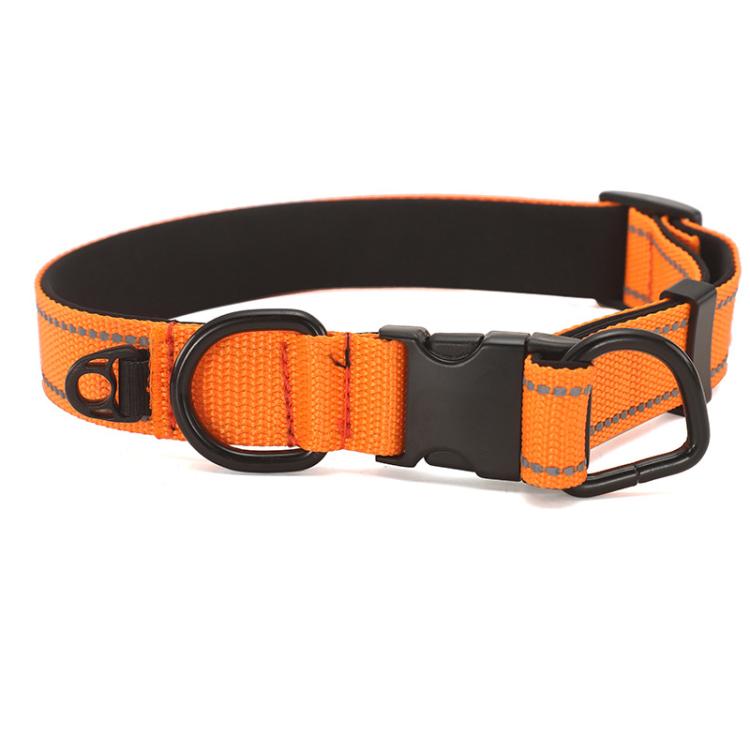 Pet Reflective Collar Waterproof Cloth Black Buckle, Size:M(Orange)
