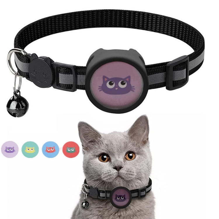 Pet Reflective Collar with Bell for AirTag 2nd Gen / AirTag 1st Gen(Black)