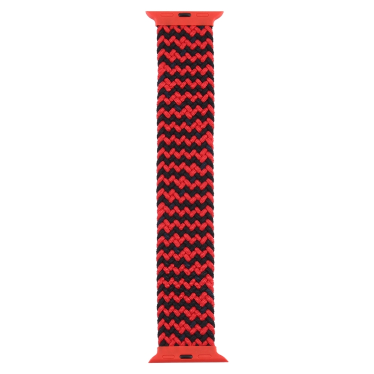 Plastic Buckle Mixed Color Nylon Braided Single Loop Watch Band For Apple Watch Series 7 45mm / 6 & SE & 5 & 4 44mm / 3 & 2 & 1 42mm, Size:XL(Ripple Black Red)