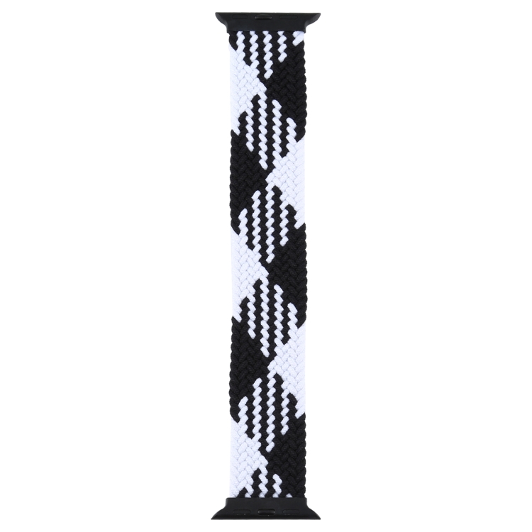 Plastic Buckle Mixed Color Nylon Braided Single Loop Watch Band For Apple Watch Ultra 49mm&Watch Ultra 2 49mm / Series 9&8&7 45mm / SE 3&SE 2&6&SE&5&4 44mm / 3&2&1 42mm, Size:L(Checkered Black White)